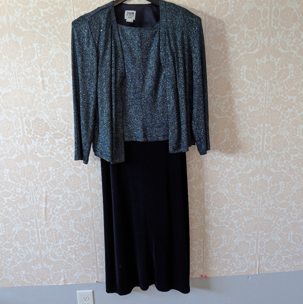 R&M Richards Sparkling Peacock Blue Dress